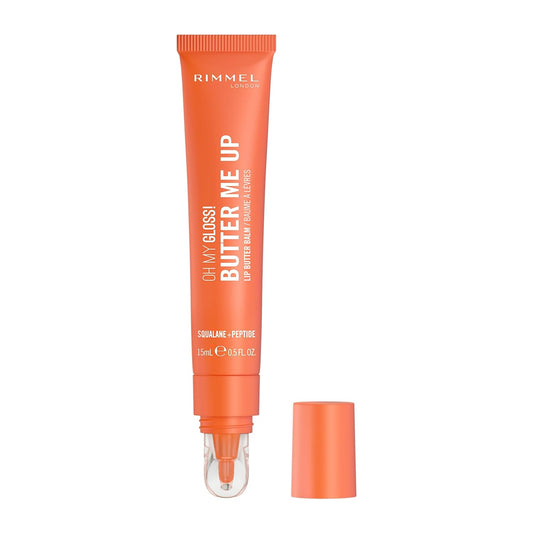 Rimmel London Oh My Gloss Butter Me Up Lip Butter Balm 006 Coral Breeze, Hydrating Lip Balm, Tinted Lip Balm, Lip Care, Hydration, Nourishing, Squalene