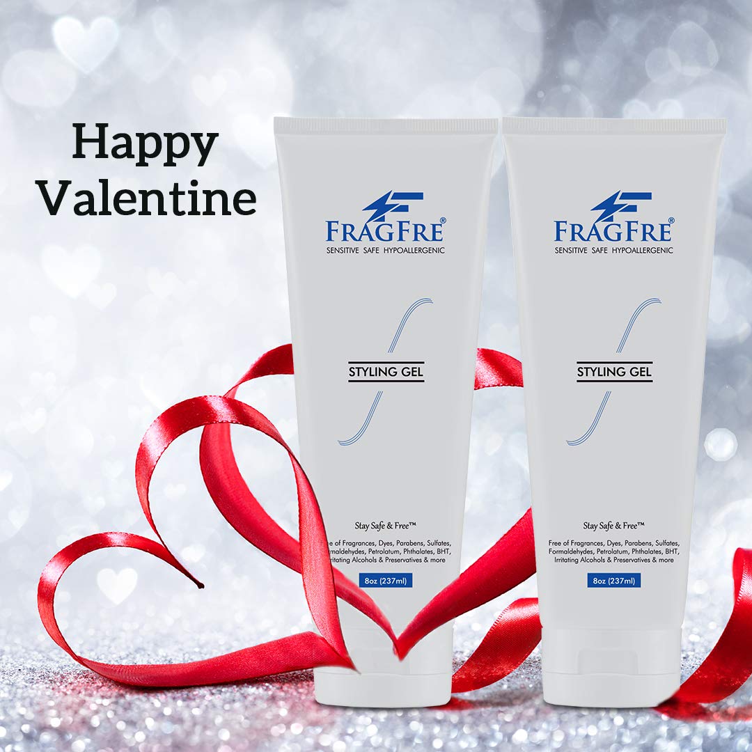 Hair Styling Gel 8 oz (2-Pack Gift Set) Medium Hold - Fragrance Free Hypoallergenic - Irritation Free Styling Gel for Sensitive Skin - for Men Women Children - Gluten Free Vegan Cruelty Free