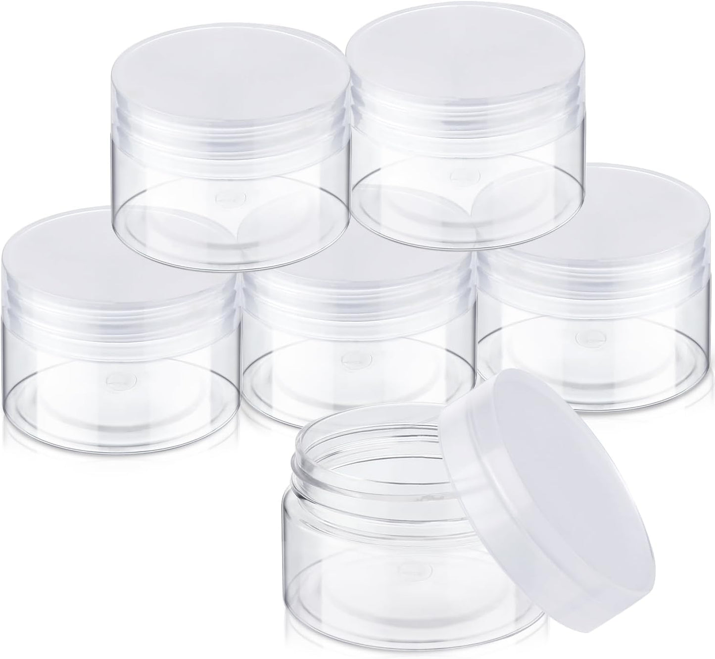 SATINIOR 6 Pack 5 oz Plastic Jars Containers with Lids Wide-mouth Refillable Leakproof Reusable Round Empty Jars for Travel Cosmetic Dry Food SpiceCandy Cookie Home Kitchen Organizing (Clear)