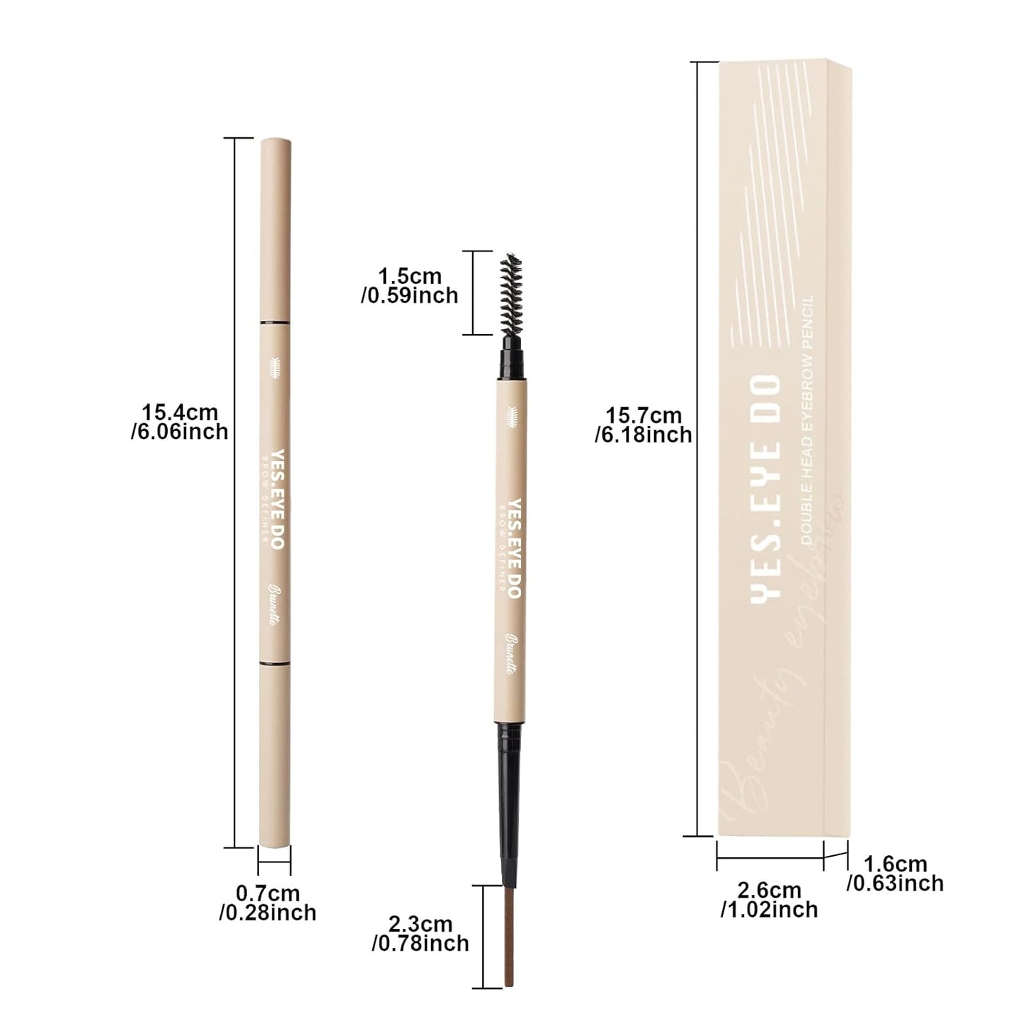 Eyebrow Pencil Deep Brown, Dual-ended Dark Brown Eyebrow Pencil, Waterproof Eyebrow Pen with Hair Like Stroke, Filling in Sparse Areas for Natural Looking, Chocolate, YES.EYE DO