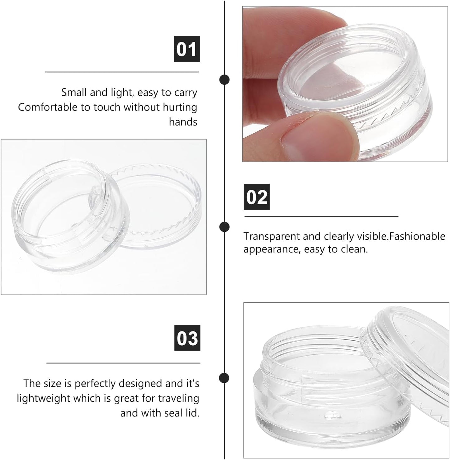 20Pcs 5ml Transparent Small Travel Sample Containers with Lids, Mini Clear Sample Jar for Creams, Tiny Makeup Cosmetic Containers for Women