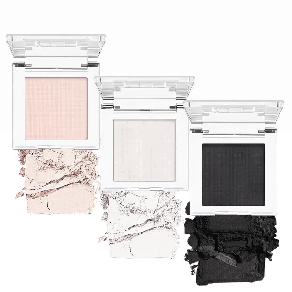 AMY'S DIARY White Black Pink Matte Eyeshadow Palette 3 pics set – Long-Lasting & Highly Pigmented, Vegan & Cruelty-Free