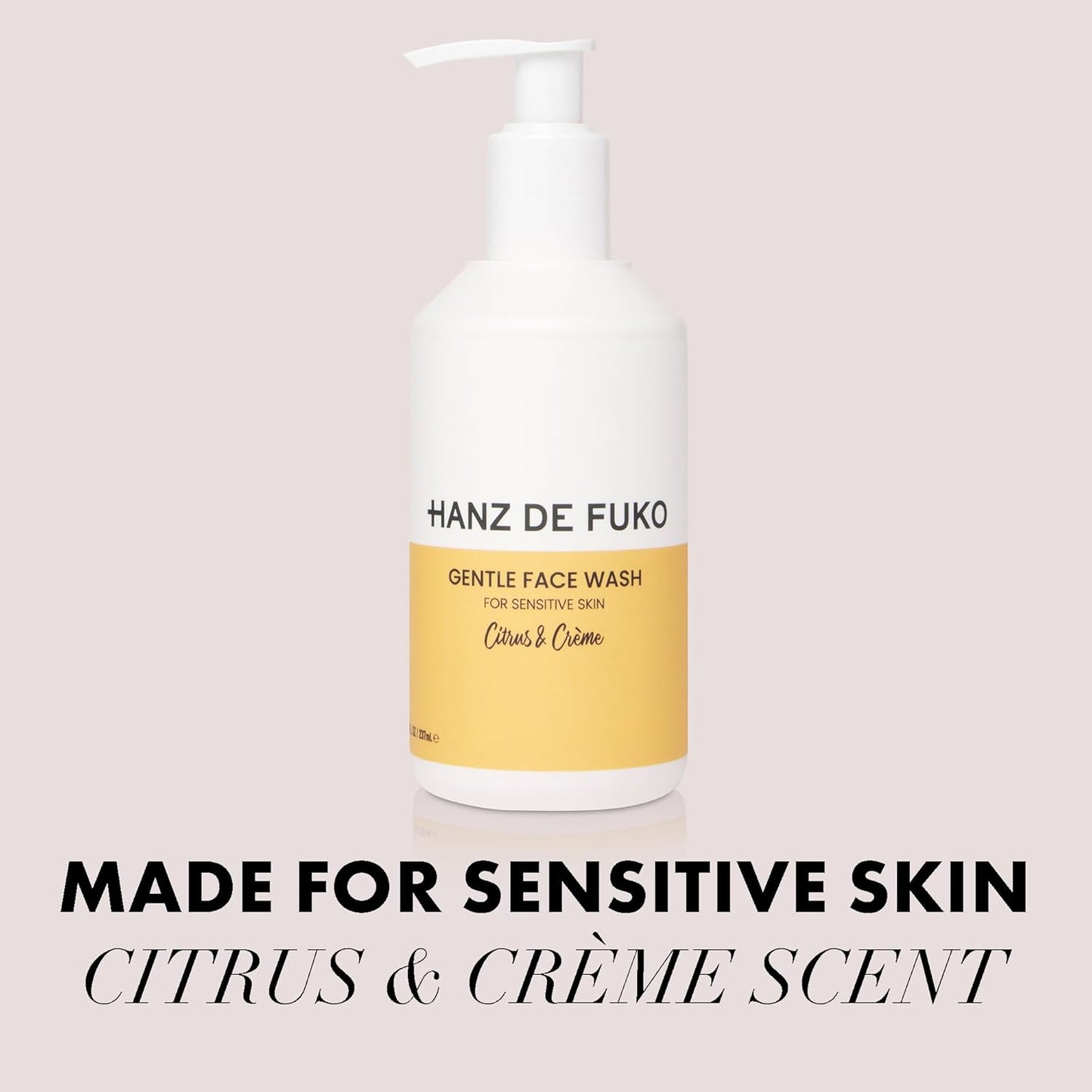 Hanz de Fuko Gentle Face Wash for Men & Women – Citrus & Creme Premium Facial Cleanser, Great for Sensitive Skin – Hypoallergenic Formula with Aloe Vera, Clove, Acai – Sulfate and Paraben Free – 8 oz.