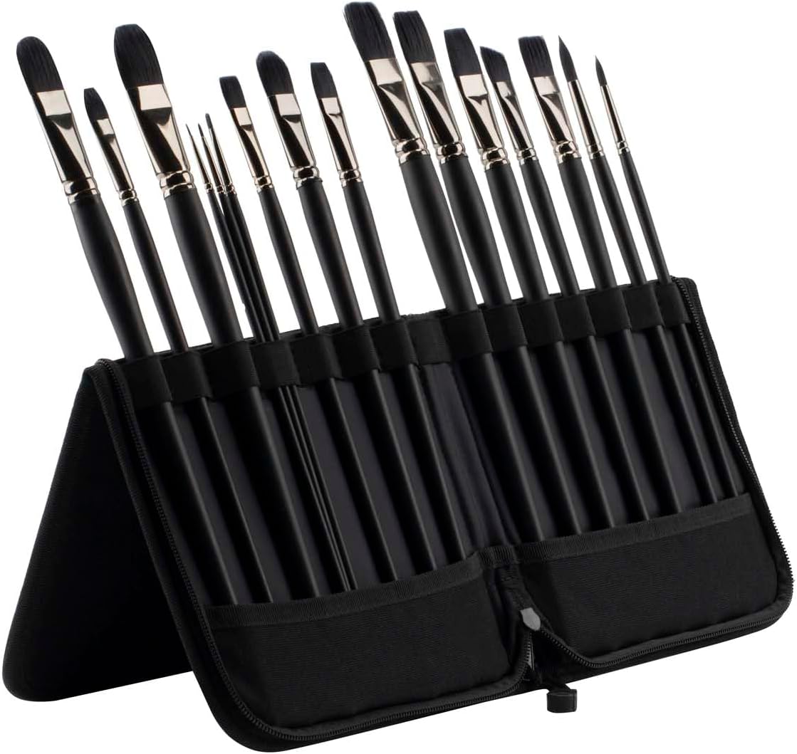 Creative Mark Folding Paint Easel & Travel Case - 13" Long - Compact Brush Holder Organizer for Long Handled Paintbrushes - Durable Paint Brush Bag for Storage - Holds up to 20 Brushes
