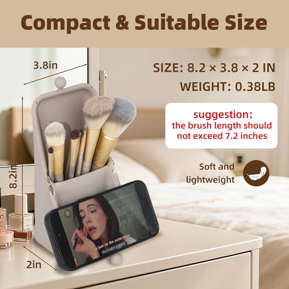 silicone makeup brush holder,waterproof soft and sleek portable travel cosmetic bag,standing makeup bag,blue