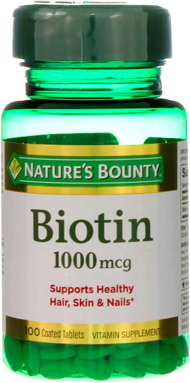 Nature's Bounty Biotin 1000 mcg Vitamin Supplement Tablets 100 ea (Pack of 2)