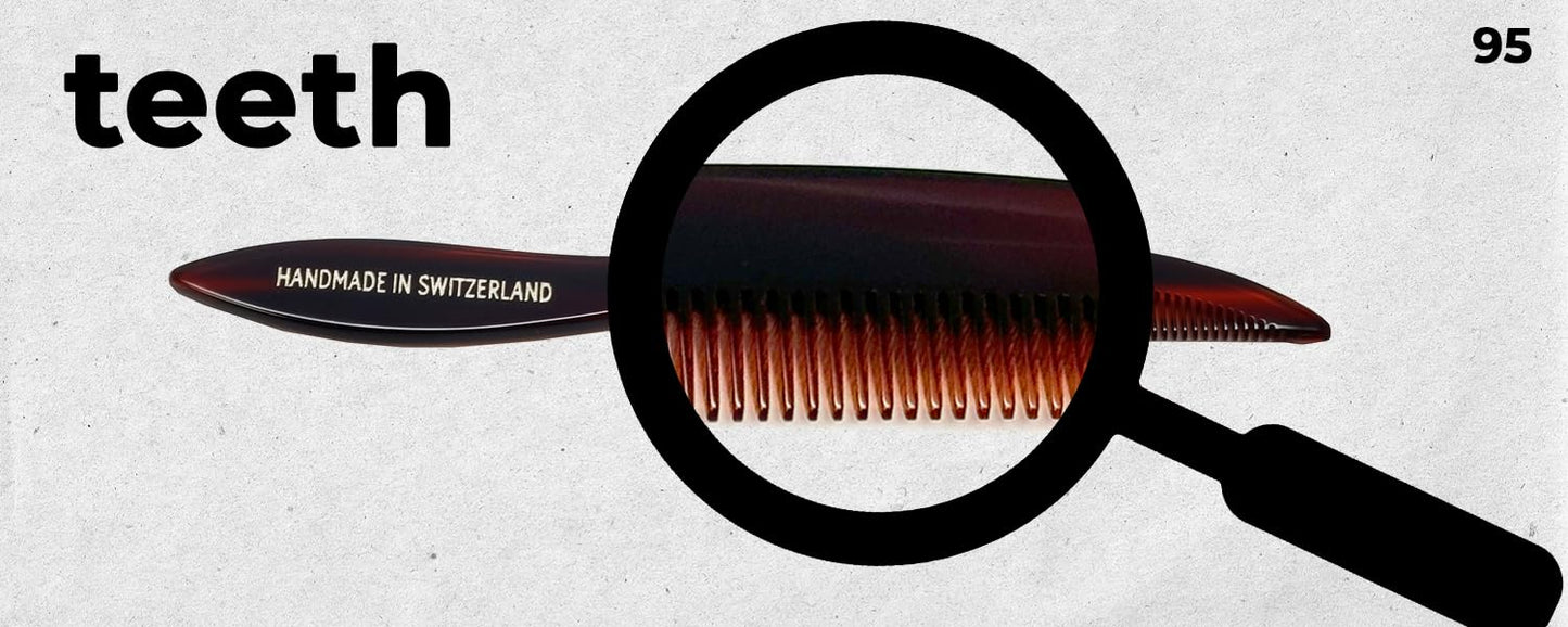 #95 Handmade Narrow Tooth Mustache Beard Comb Small Tortoise Havana Acetate Thick Coarse Fine Short Pocket Sized Facial Hair Grooming Tangle Free Beard Straightener Growth Care Styling Wet Comb