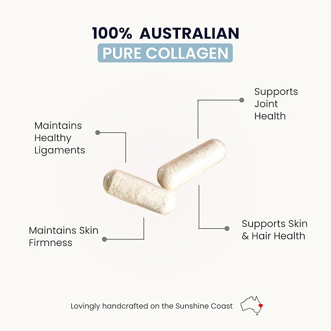 Organic Collagen Australia Pure Hydrolyzed Collagen Capsules – Bioavailable for Skin Elasticity, Hair Health, and Joint Support – Grass-Fed, Pasture-Raised, Paleo & Keto Friendly (120 Caps)