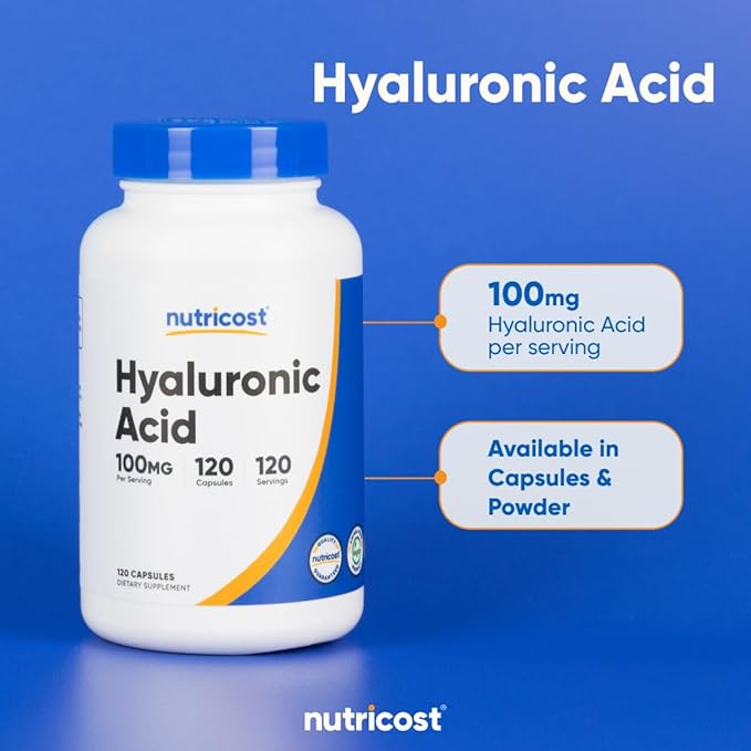 Nutricost Hyaluronic Acid Capsules 100mg,120 Vegetarian Capsules - Gluten Free, Non-GMO