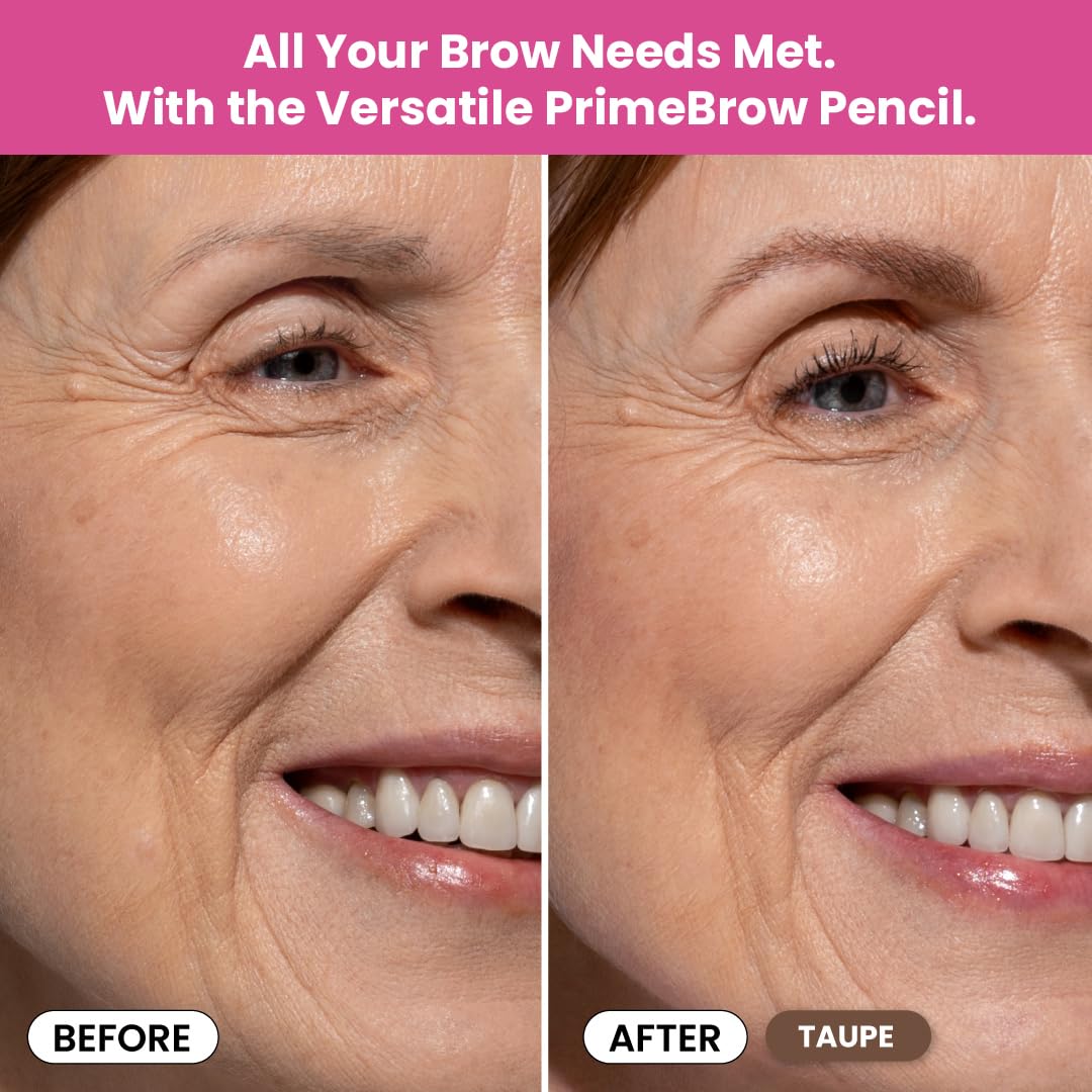 Prime Prometics PrimeBrow Pencil for Mature Women – Ultra-Precise Tip for Natural, Hair-Like Strokes – Smudge-Proof & Long-Lasting Wear – Great for Thinning, Sparse, or Graying Brows (Taupe)