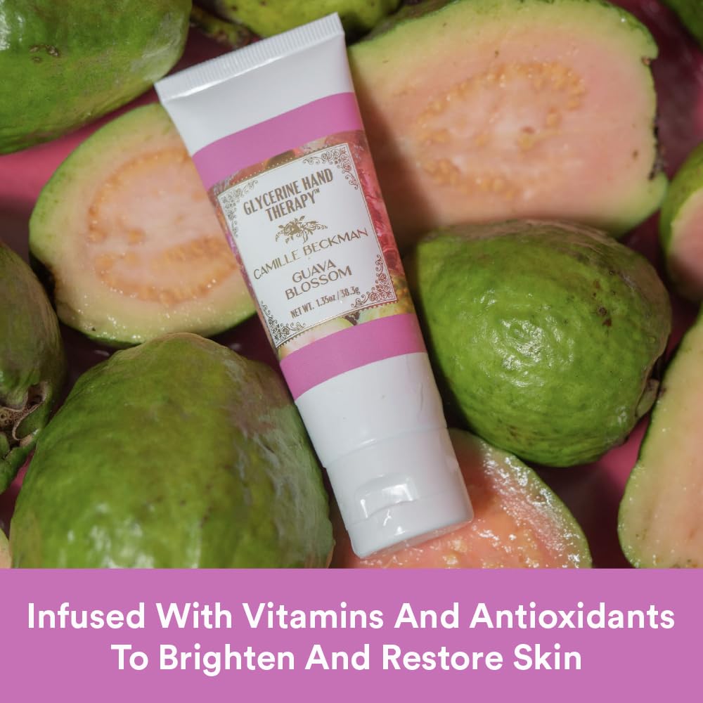 Camille Beckman Glycerine Hand Therapy Cream, Guava Blossom, Ultra Moisturizing Hand Cream for Dry, Cracked Hands, Non-Greasy, Paraben-Free, Made in USA, 1.35 Ounce