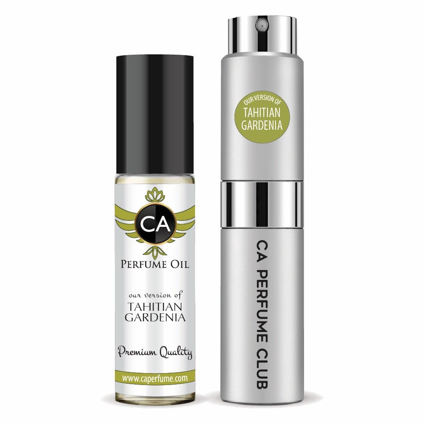 CA Perfume Duo Impression of Tahitian Gardenia For Women And Men Perfume Layering Set Long Lasting Travel Size EDP + Body Oil Roll-On Bottle 0.27 Fl Oz+0.33 Fl Oz