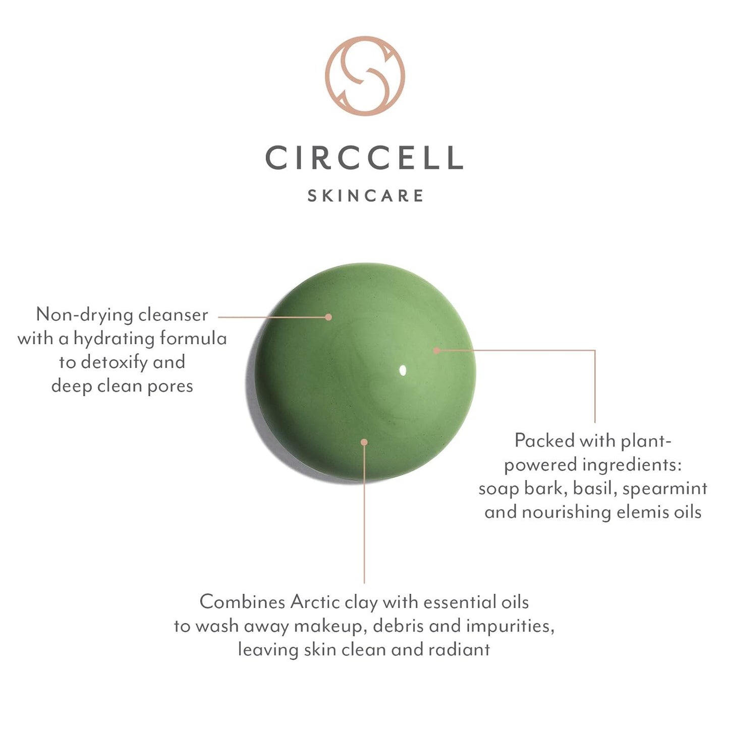 CIRCCELL Geothermal Clay Cleanser – Hydrating Facial Cleanser - Arctic Clay and Essential Oils Deep Clean & Detox Skin – Hydrating Clay Face Wash or Mask for All Skin Types