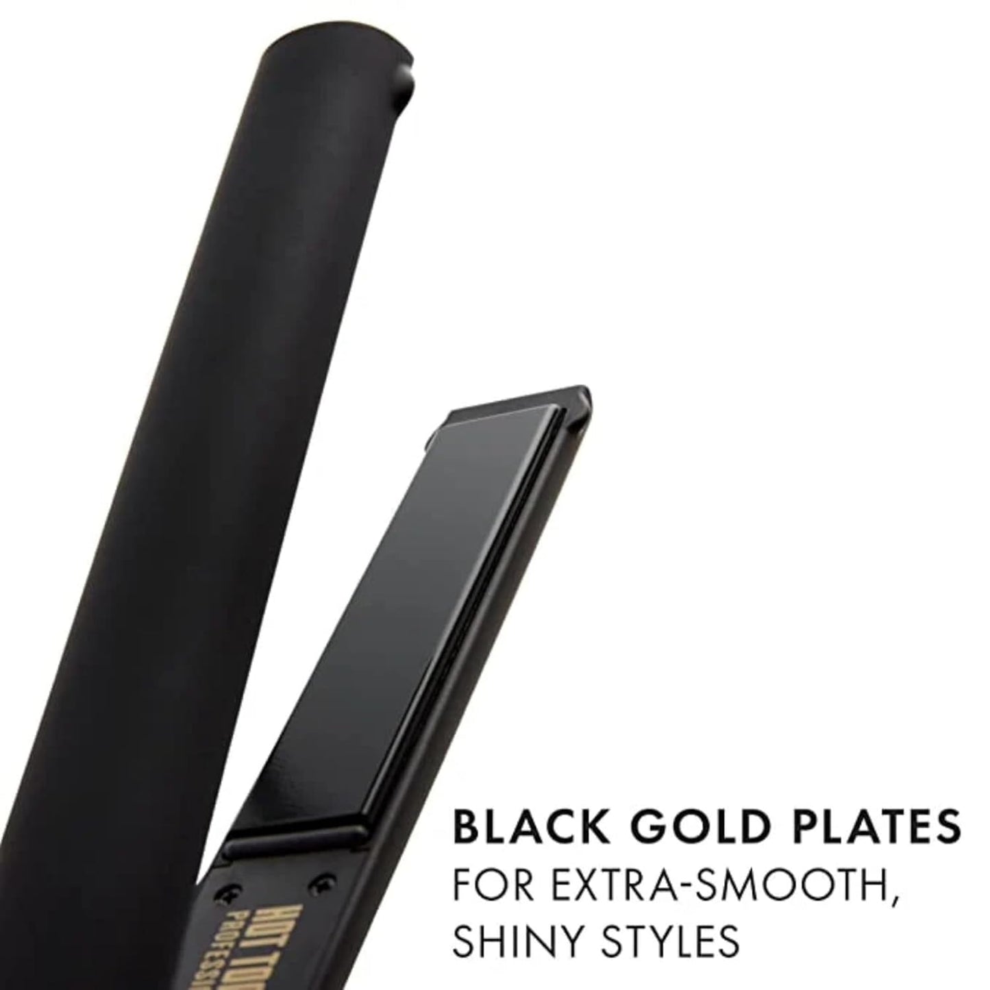 HOT TOOLS Pro Artist Black Gold Ionic 1 Inch Flat Iron - Use as Straightener for Sleek Straight Hair or Use Rounded Edges for Shiny Curls and Waves, Stylist-Preferred Styles