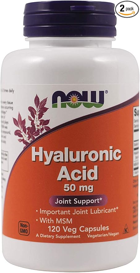 Now Foods Hyaluronic Acid with MSN, 120 Capsules (Pack of 2)