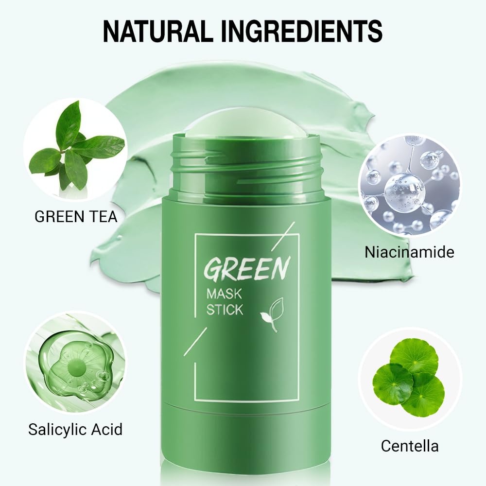 Clay Mask For Face, Blackhead Remover For Face, Deep Pore Cleansing, Moisturizing, Skincare Facial Mask for Refining Pores and Controlling Oil (Green Tea)