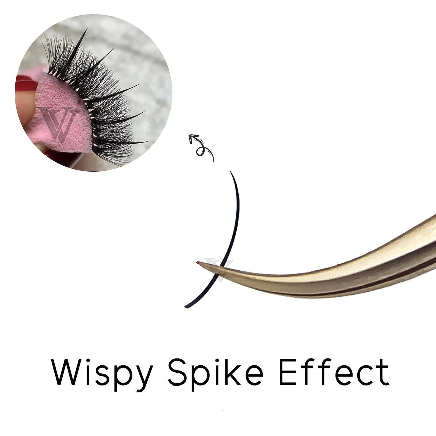 VAVALASH Premade Fan Spikes Lash Extensions Mixed Tray 16mm C Curl 0.07mm Matte Black Eyelash Extension Supplies Spikes Fans（C-0.07,16mm）