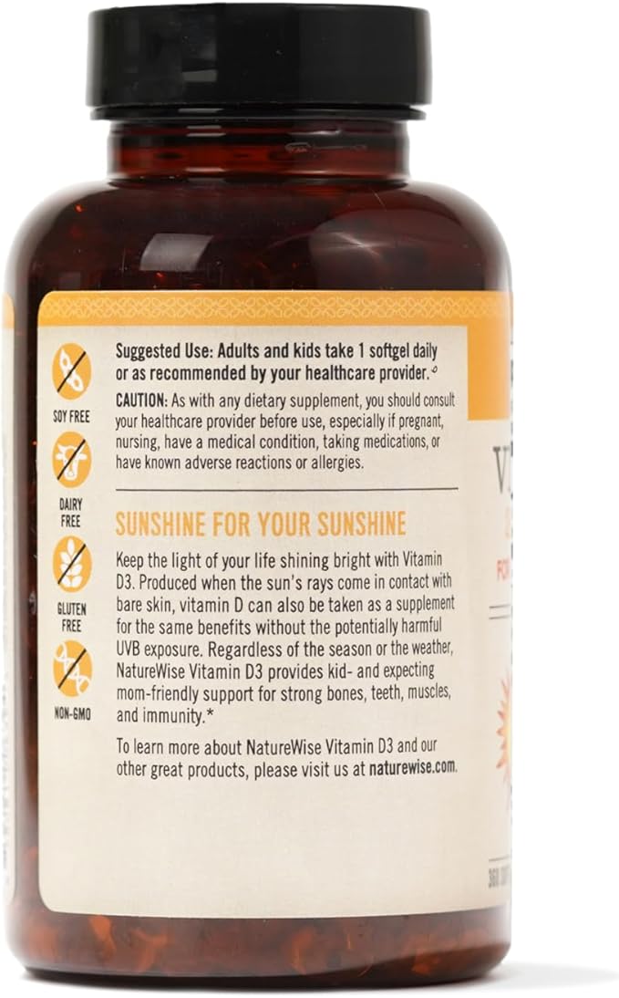 NatureWise Vitamin D3 1000iu (25 mcg) Healthy Muscle Function, and Immune Support, Non-GMO, Gluten Free in Cold-Pressed Olive Oil, Packaging Vary ( Mini Softgel), 360 Count