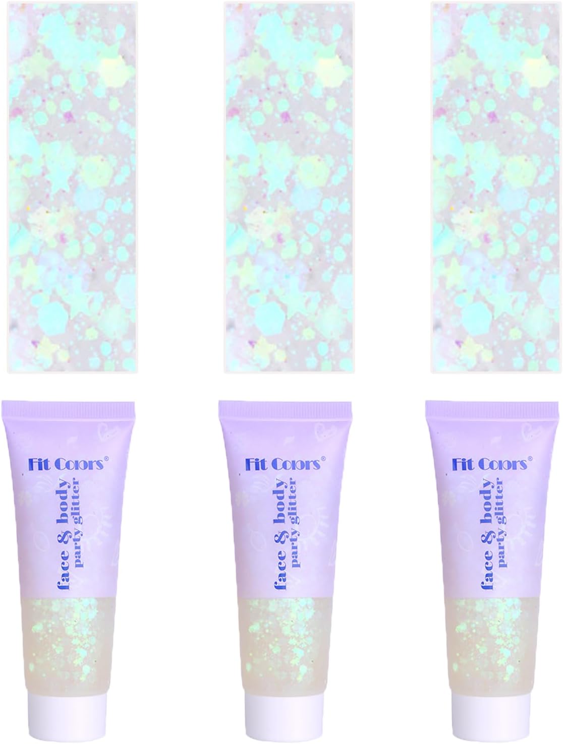 Face Body Glitter, Hair Glitter Sparkles Chunky Face Glitter Gel for Girls Makeup Singer Concerts Mermaid Festival Sequins Face Paint (3pc White)
