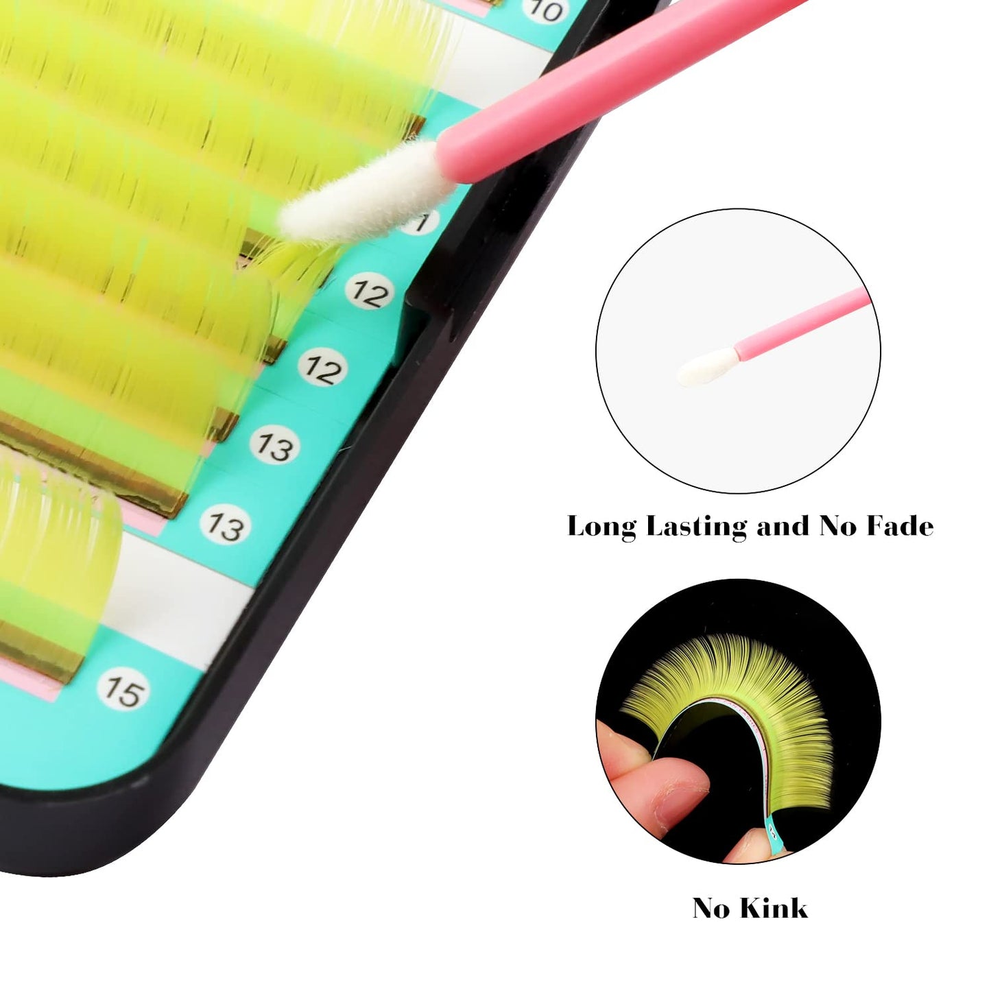 VAVALASH Colored Easy Fan Eyelash Extensions 0.07 C Curl 13-20mm Mixed Lash Tray Yellow Self Fanning Lashes Colorful Volume lash extensions（Yellow,0.07-C-13-20mm）