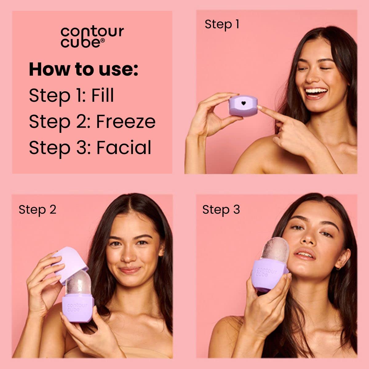 Contour Cube Mini - Revolutionary Ice Roller for Sculpting & De-Puffing - Face Ice Roller & Massager - Ice Mold for Face - Compact Skin Care Tools for Daily Skincare & Travel - Marble