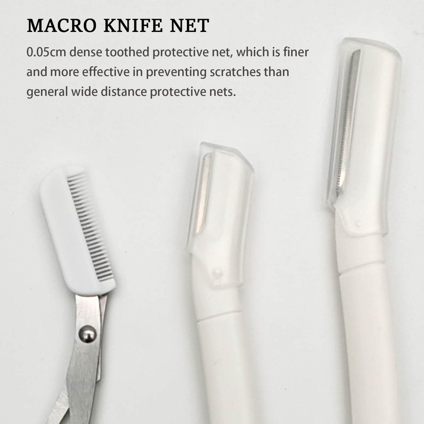 Eyebrow Razors Sets, 2PCS Razor with Protective Cover, 1PCS Scissor, Facial Hairs Peach Fuzz Removal, Face Shavers (Clear)