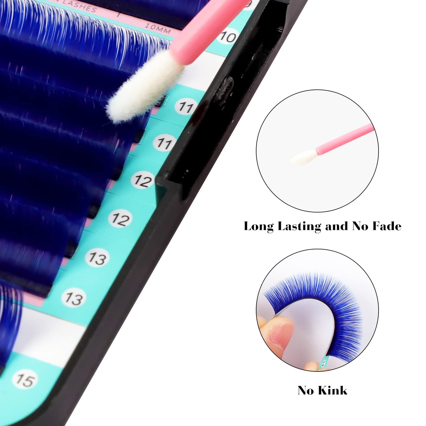 VAVALASH Colored Easy Fan Eyelash Extensions 0.07 CC Curl 13-20mm Mixed Lash Tray Blue Self Fanning Lashes Colorful Volume lash extensions（Blue,0.07-CC-13-20mm）