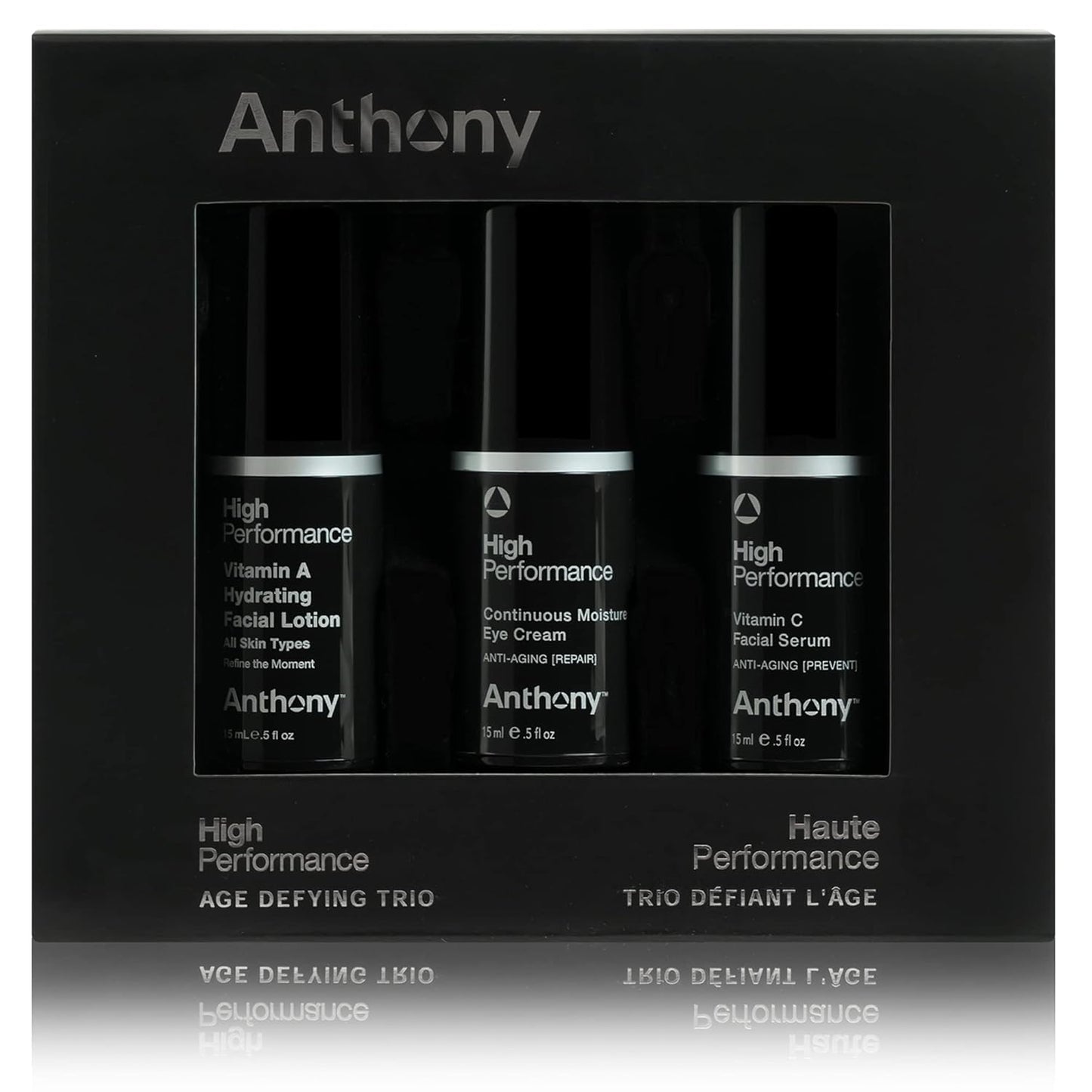 Anthony High-Performance Trio Kit – Eye Cream (0.5 Fl Oz), Vitamin C Facial Serum (0.5 Fl Oz), and Vitamin A Hydrating Facial Lotion (0.5 Fl Oz) – Anti-Aging Skincare for All Skin Types