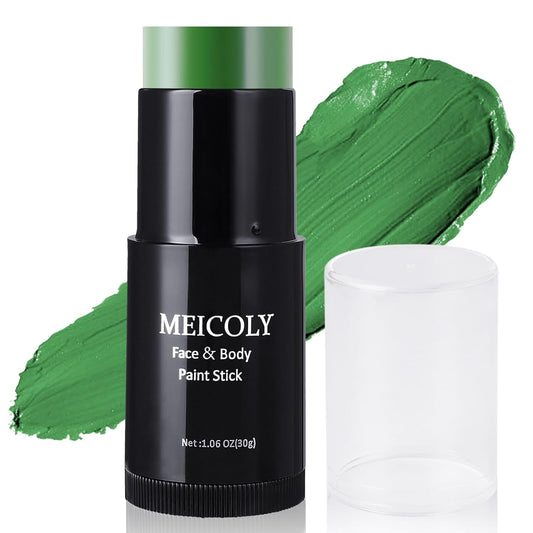 MEICOLY Green Face Body Paint Stick(1.06 Oz),Halloween SFX Cosplay Elphaba Witch Makeup,Hunting Hulk Gamora Camo Face Paint,St.Patrick’s Day Face Paint Makeup Accessories,Waterproof Green Eye Black