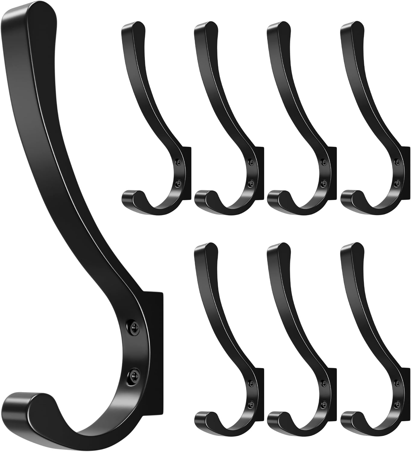 Coat Hanger Hooks Wall Mount - Backpack Hooks,Metal Wall Hooks For Hanging Heavy Duty,Screw In Hooks For Hanging Clothes,Black Coat Hooks For Wall,Purse Hanger For Wall,Wall Mounted Bag Hooks (8 Pack)