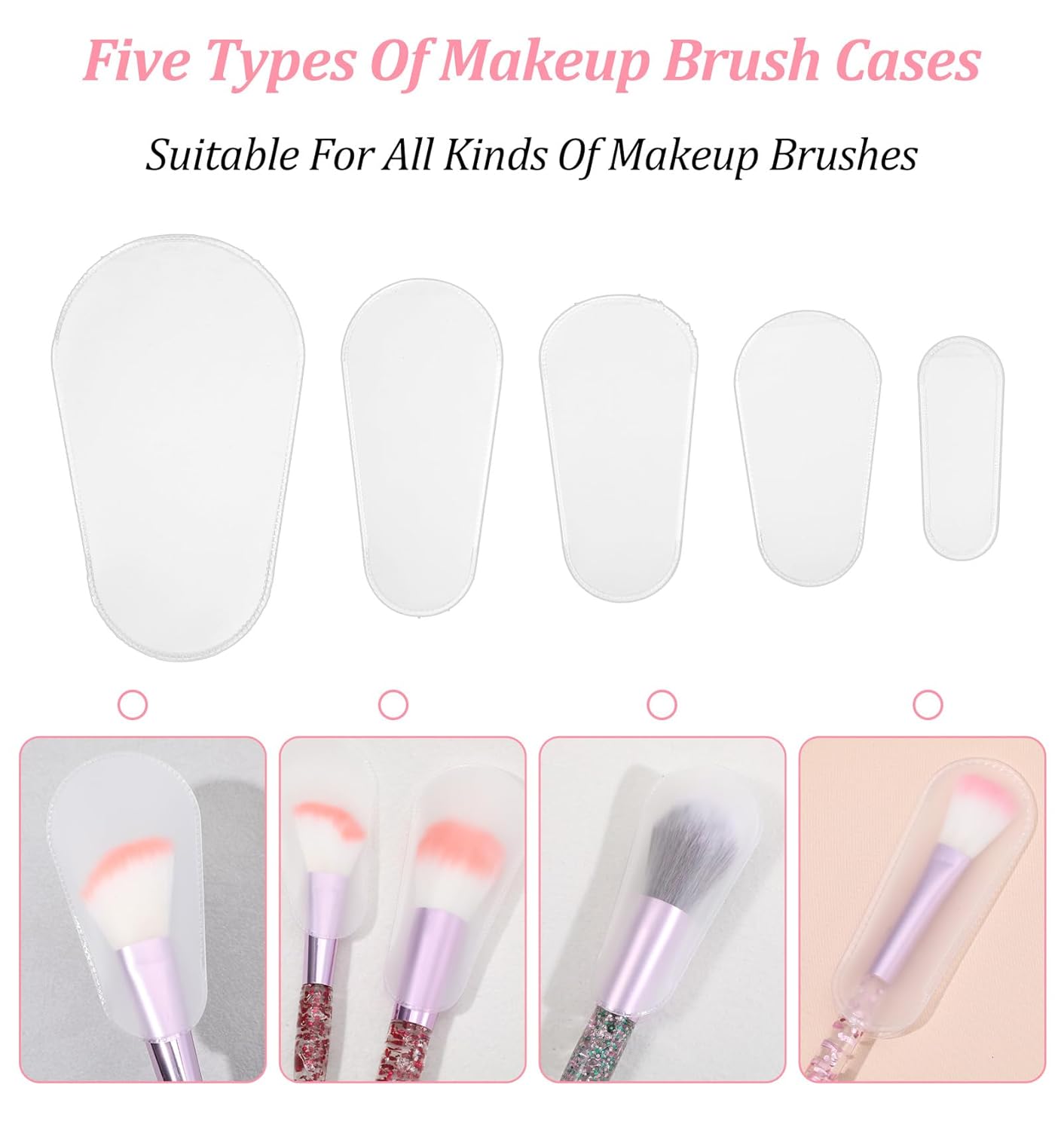 20pcs Make Up Brush Cover,Transparent Makeup Brush Protector, Durable and Lightweight, Dust-Proof Makeups Brushes Cover, Perfect for Travel and Storage, 5 Sizes