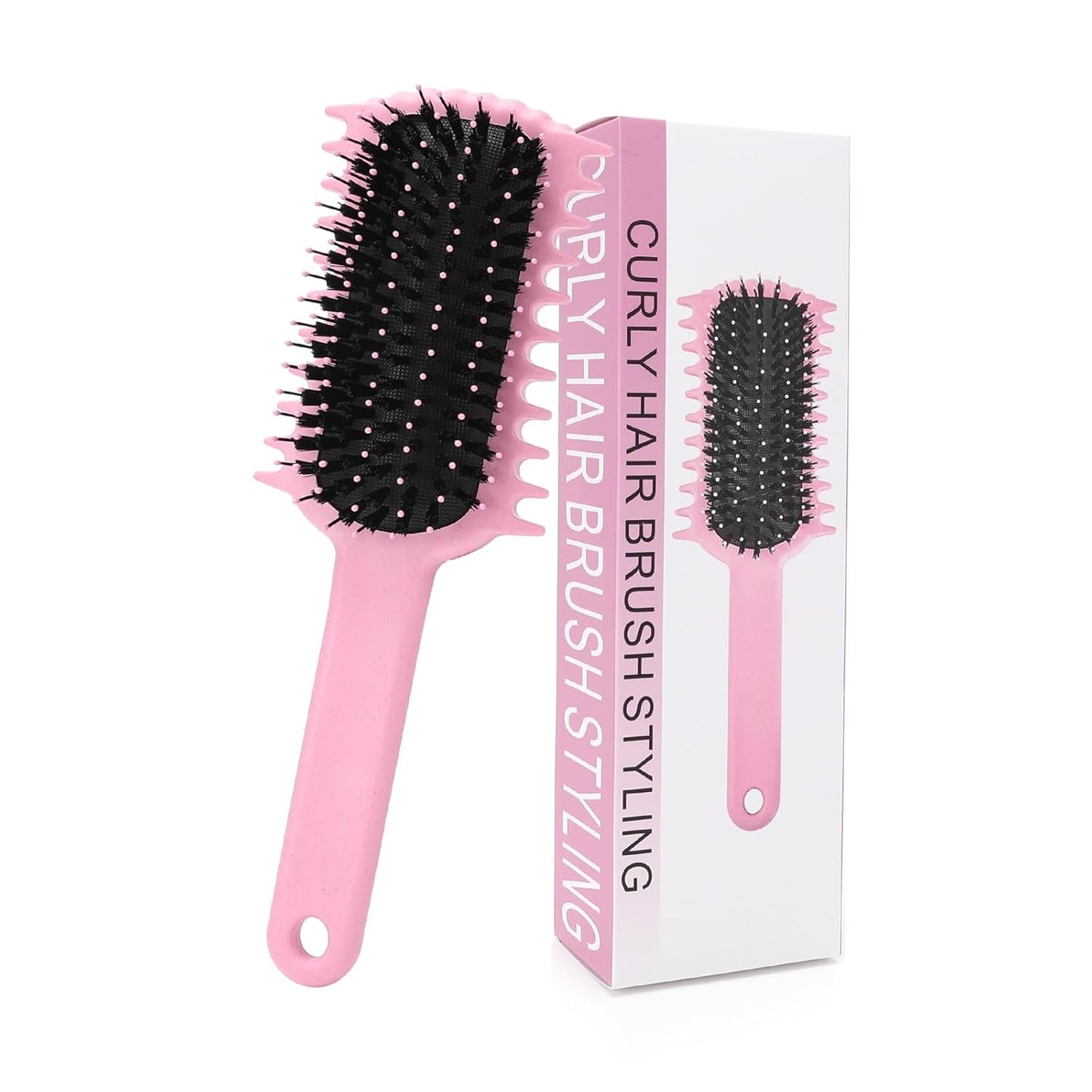 Curly Hair Brush, Volume Curl Defining Brush for Detangling Shaping and Styling Women's Curls, Reduce Pulling (Pink)