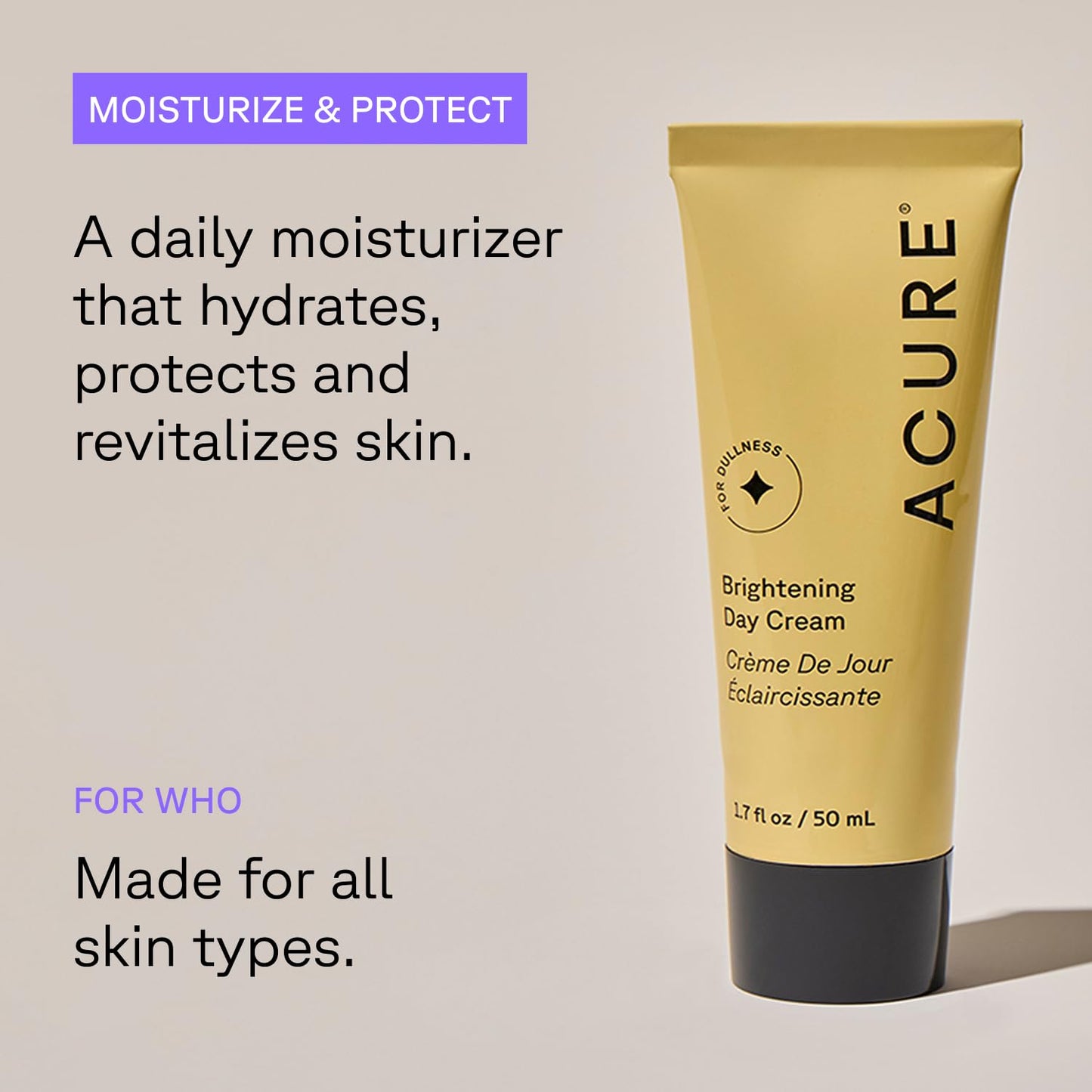 Acure Brightening Day & Night Cream Set - Daily Cica Cream & Night Face Cream for Women & Men with Argan Oil, Hydrate, Refresh, Tone & Brighten Skin, Cruelty Free, Vegan - 1.7 fl oz (2 Pack)