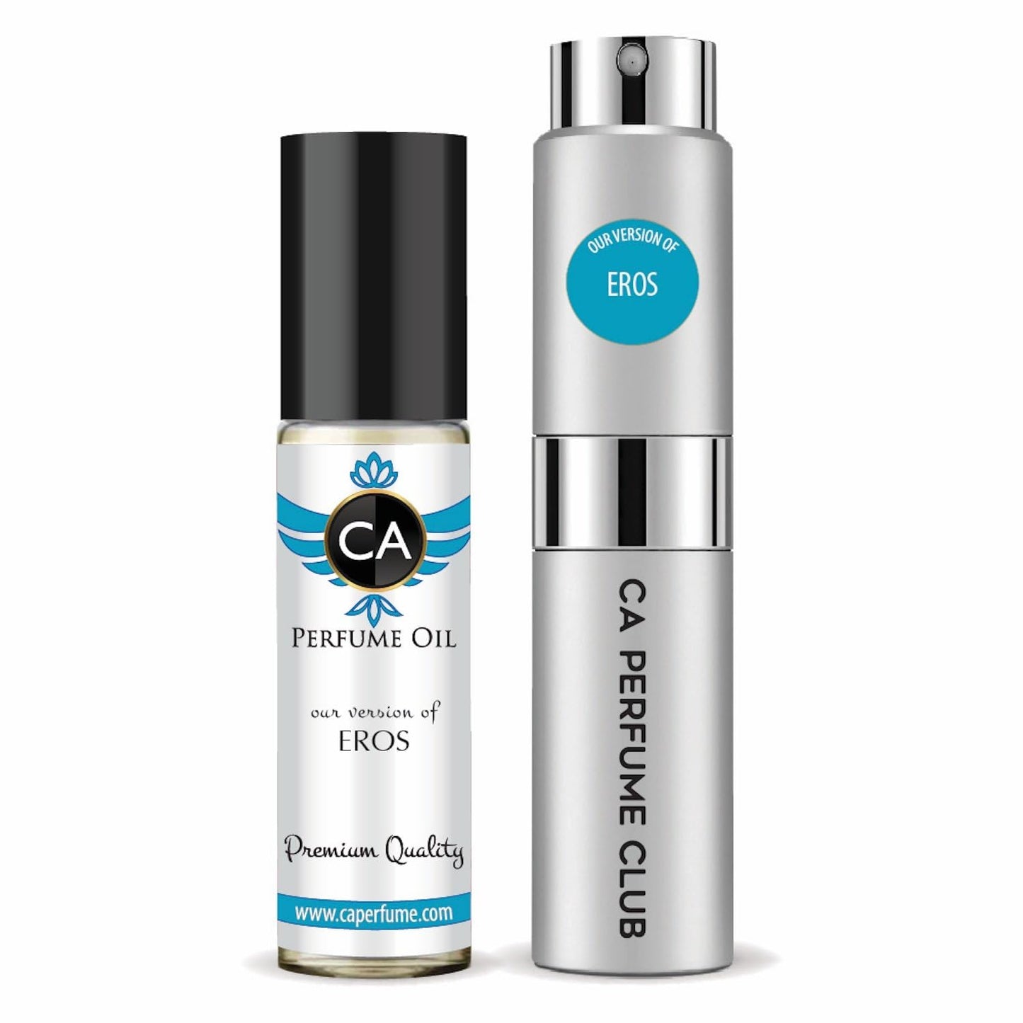 CA Perfume Duo Impression of Eros For Men Perfume Layering Set Mens Cologne Long Lasting Travel Size EDP + Body Oil Roll-On Bottle 0.27 Fl Oz+0.33 Fl Oz