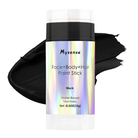 Mysense Black Face Body Hair Paint Stick,Water Based Washable Temporary Hair Color,Non-toxic Cream Body Paint Stick for Adults and Chidren Halloween Skull Skeleton Zombie Cosplay Makeup,0.5oz