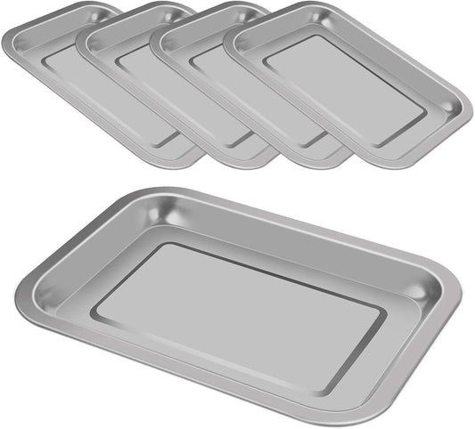 5-Pack Surgical Tray, Stainless Steel Medical Tray Dental Procedure Lab Instruments, Tattoo Tool Bathroom Organizer (10.43'' x 7.67'')