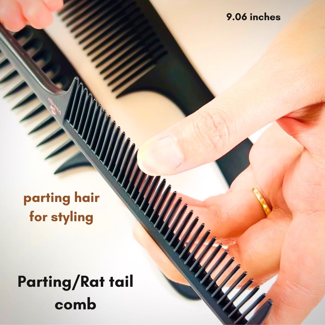 VIVEDGE| Carbon Comb Set for Hair Styling| Anti Static Frizz-free Detangling Wide Tooth Parting Combs with Premium Hair Acccessories | Gift set for loved ones(Pink-Light Yellow)