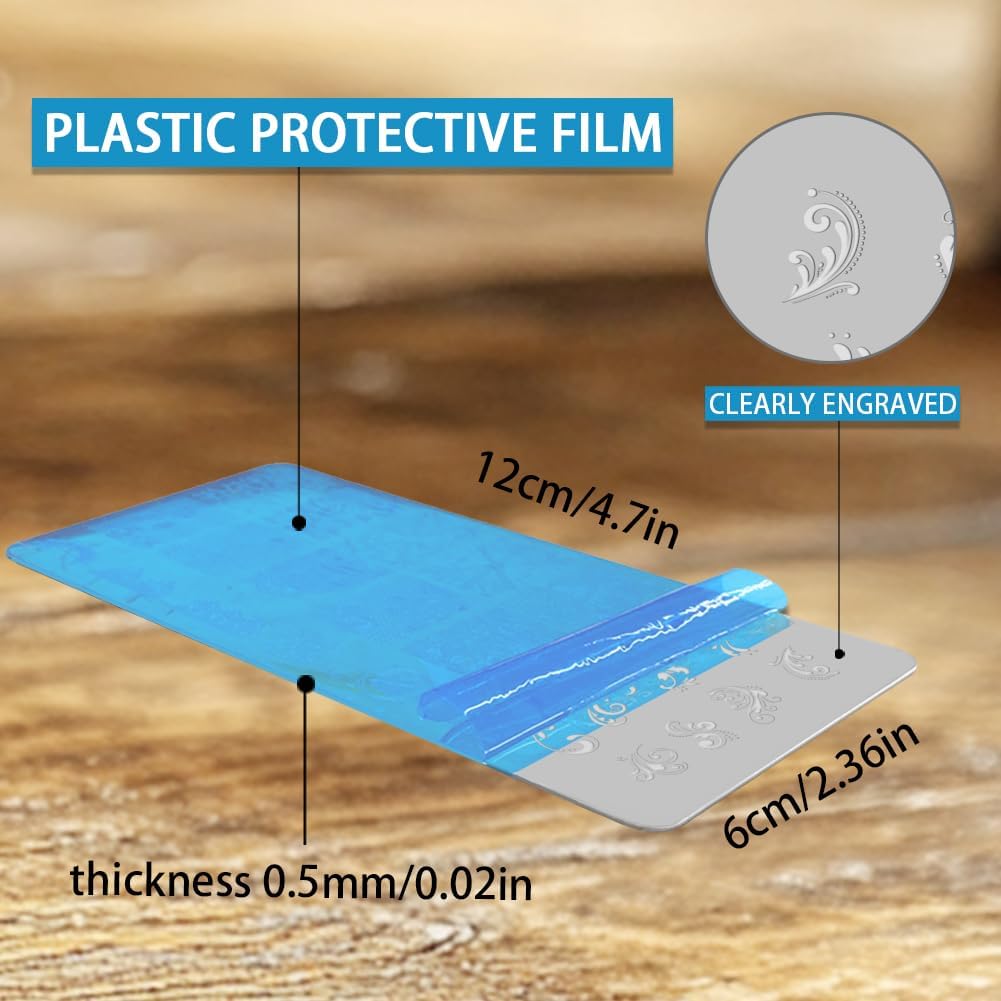 3Pcs Flourishes Nail Stamping Plate Vintage Floral Scrolls Nail Art Stamp Templates Stainless Steel Reusable Tools with Stamper Scraper for Manicure Printing