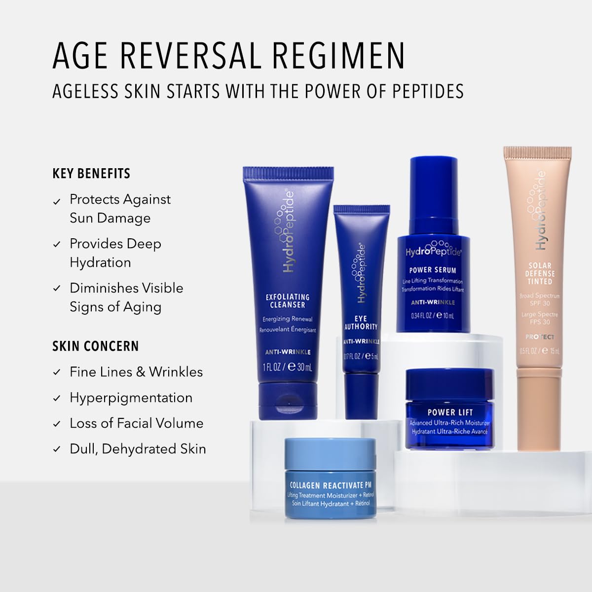 HydroPeptide Age Reversal Regimen Face Bundle Daily Skincare Travel Essentials Kit