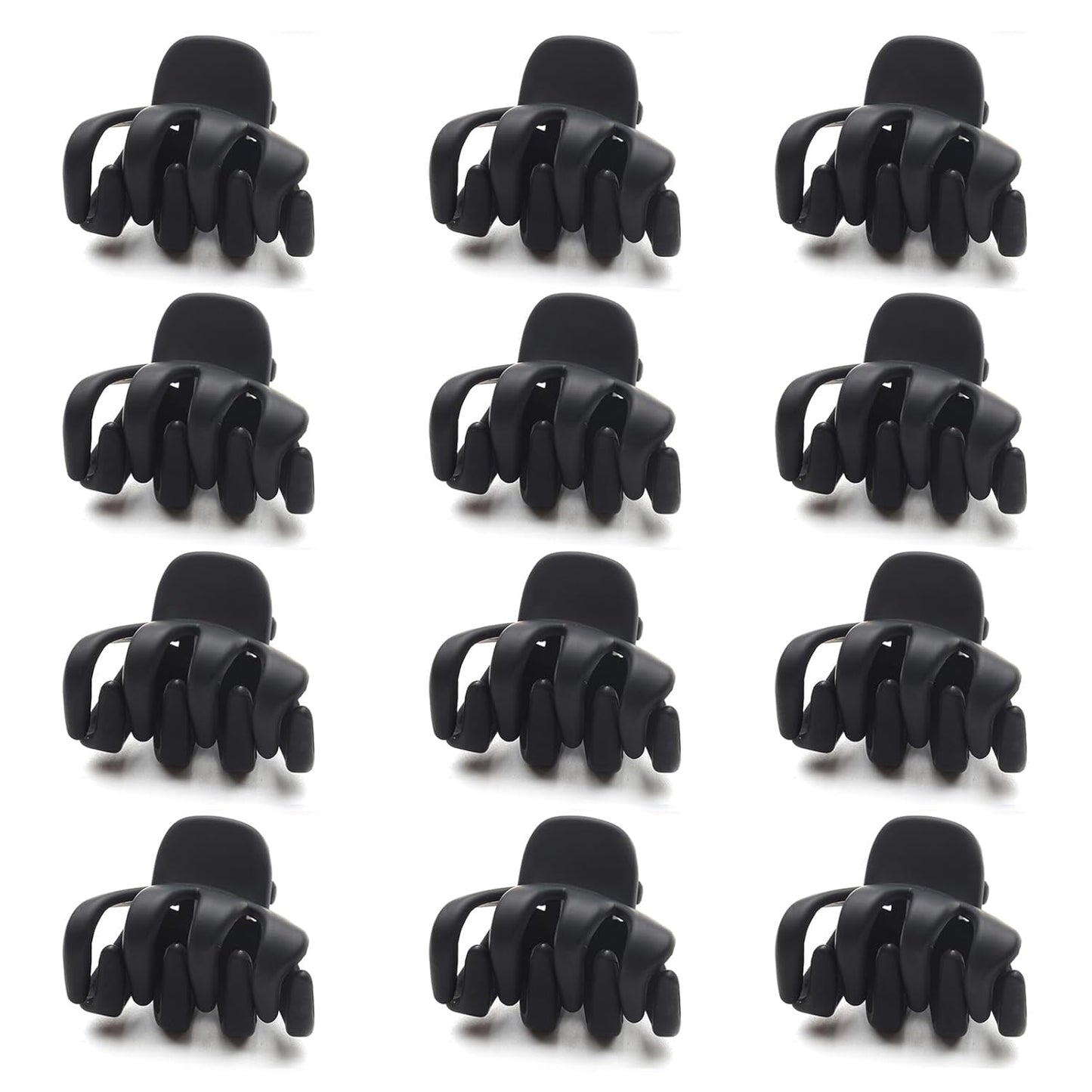 Cobahom 12 Pack Small Hair Claw Clips 1.2 Inch Matte for Thin Hair No-Slip Mini Styling Accessories for Women and Girls (Matte Black)