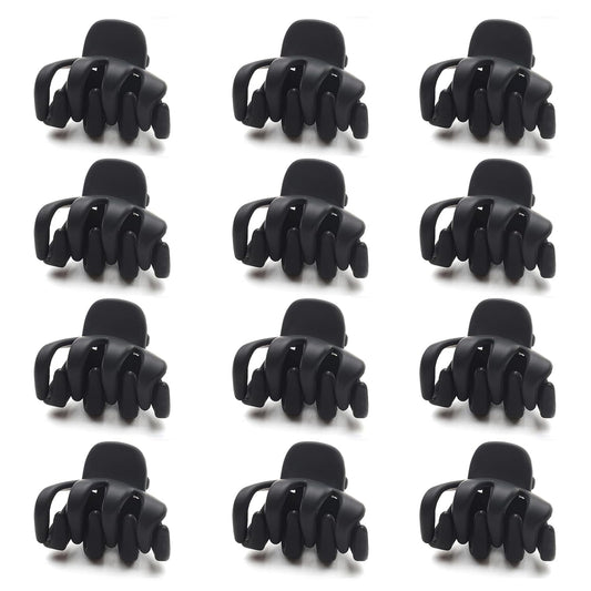 Cobahom 12 Pack Small Hair Claw Clips 1.2 Inch Matte for Thin Hair No-Slip Mini Styling Accessories for Women and Girls (Matte Black)