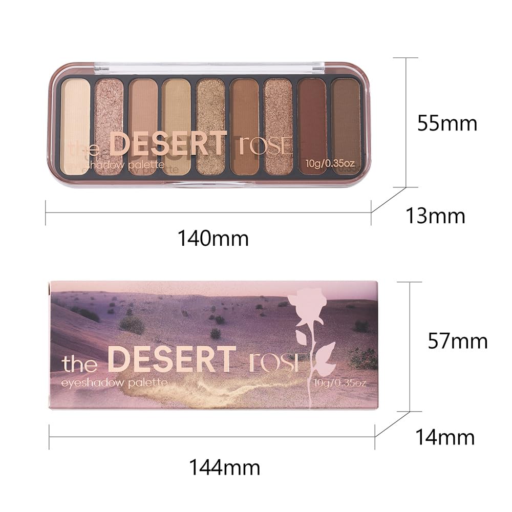 9-Color Eyeshadow Makeup Palette, Blendable Shimmer & Matte, Caramel Cinnamon Rose Golden Brown Eye Shadow Palette, Long-Lasting Waterproof for Brown Eyes, Daily Commuting Smoky Eye Makeup
