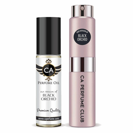 CA Perfume Duo Impression of Black Orchid For Women Perfume Layering Set Long Lasting Travel Size EDP + Body Oil Roll-On Bottle 0.27 Fl Oz+0.33 Fl Oz
