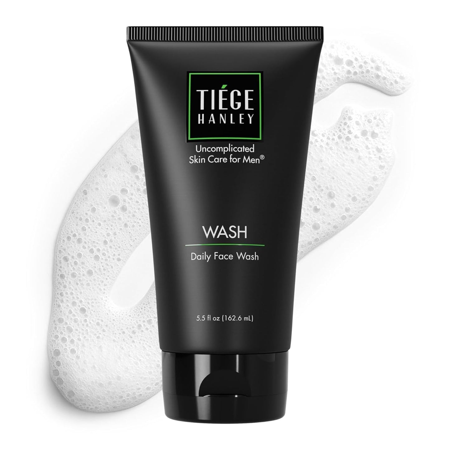 Tiege Hanley Daily Face Wash for Men, Gentle Fragrance-Free Cleanser with Jojoba Oil, Aloe, & Vitamin B3, Hydrating Foaming Formula for Deep Clean, Gentle on Sensitive Skin, Men’s Skin Care, 5.5 Fl Oz