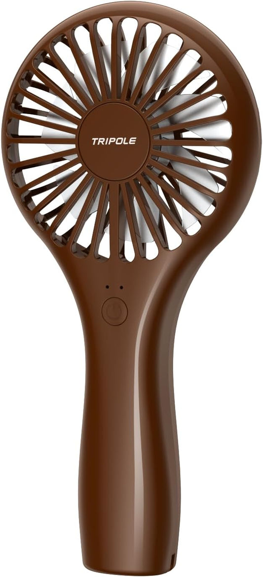 TriPole Mini Handheld Fan - Portable, Rechargeable Battery Operated, Personal Compact Size, Speed Adjustable, Small Eyelash Fan for Kids Women Summer Outdoor Travel Trip Concerts, Brown