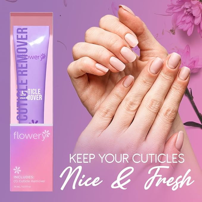 Flowery Cuticle Remover, 2-in-1 Treatment, Softens and Removes Dead Skin Cells, 0.5 Ounce, 1-pack