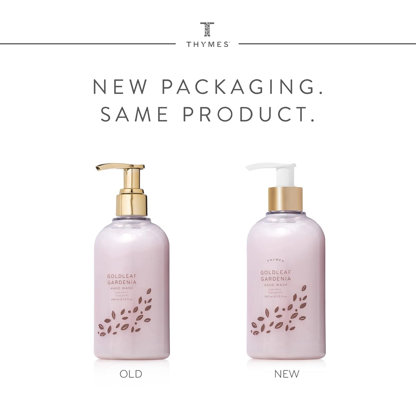 Thymes Moisturizing Hand Wash Soap with Pump - Luxury Hand Soap Gently Cleanses & Moisturizes - Skin Care with Glycerin & Aloe Vera - Delicate, Floral Fragrance (Goldleaf Gardenia, 8.25 oz)