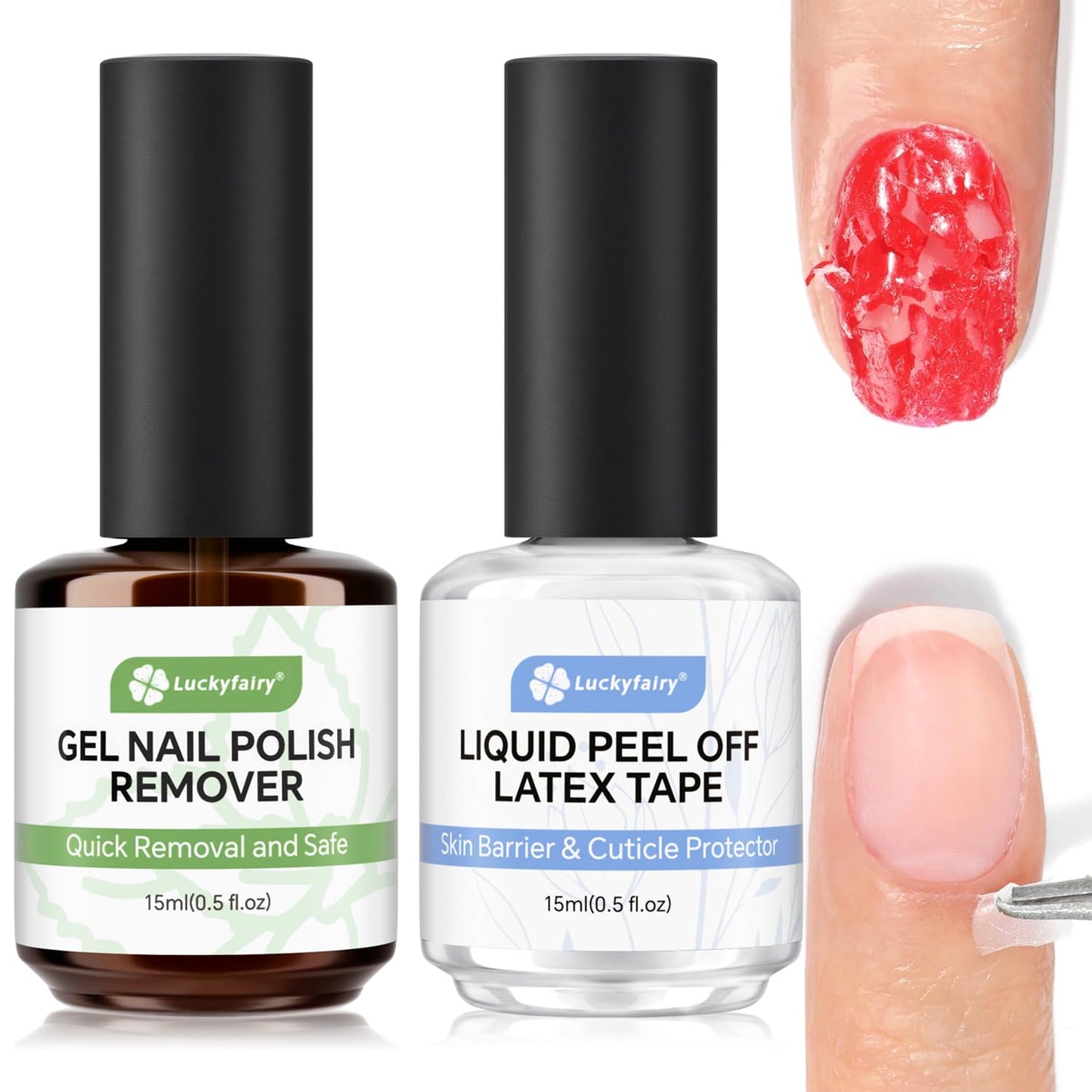 Gel Nail Polish Remover: 15ml Nail Polish Remover with Liquid Latex for Nails Peel off, Fast & Easy Remove Gel Polish in 2-5 Minutes, No Soaking or Wrapping, Cuticle Protectors