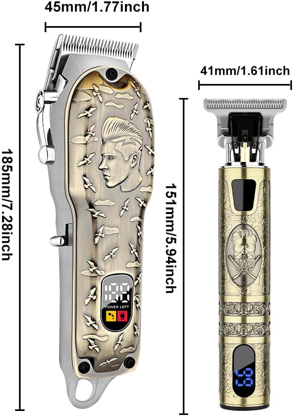 Professional Cordless Hair Clippers & Trimmers Set for Men - Hair Cutting & Beard Trimming Kit with LED Display, Adjustable Blades & Travel Case, Perfect Grooming Gift for Men