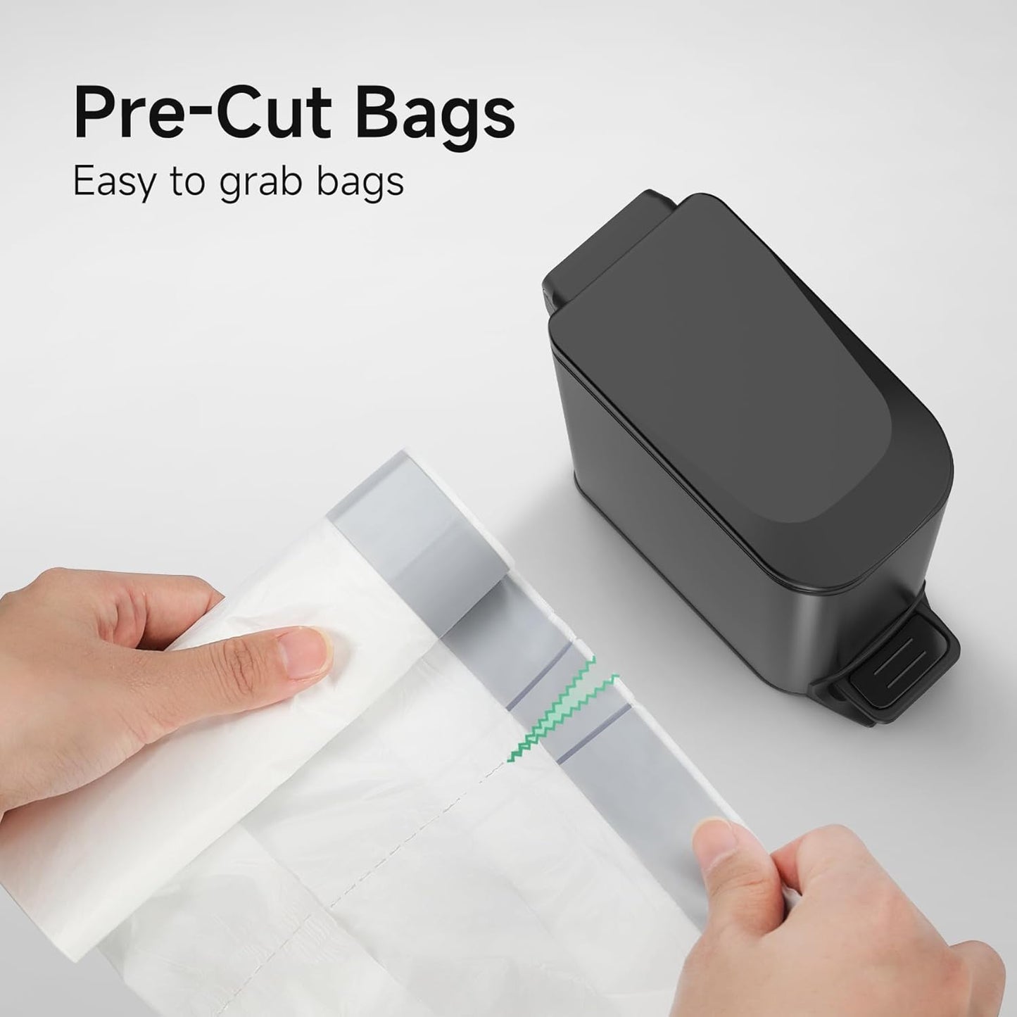 TIPGO Drawstring Trash Bags 60 Count, Pre-Cut 1.6 Gallon Small Garbage Bags, Fit 1.2-1.8 Gallon Trash Bin for Home, Office, Bathroom (Code A)